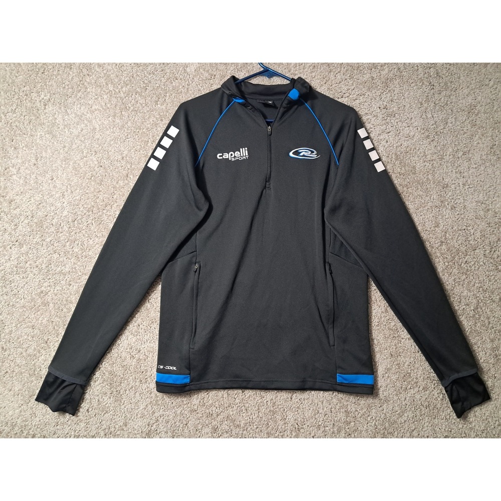 Capelli Sport Rush Soccer M 1/4 Zip Pullover Mens Black Blue CS-Cool Training